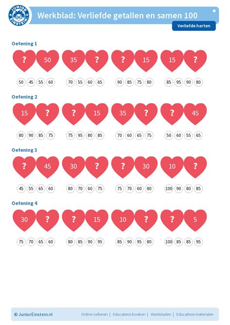 Werkblad Verliefde Getallen En Samen 100