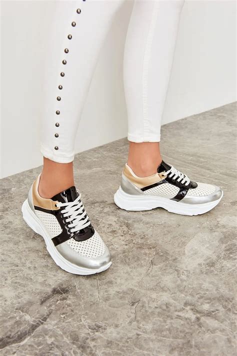 Trendyol Silver Metallic Women Sneaker TAKSS19GA0077-in Women's Vulcanize Shoes from Shoes on ...