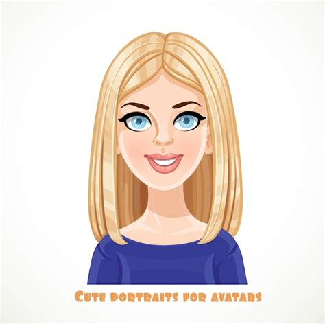 Jolie Blonde Jeune Femme Souriante Portrait Pour Avatar Isolé Sur Fond Blanc Vecteur Premium