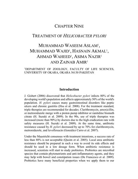 (PDF) TREATMENT OF HELICOBACTER PYLORI