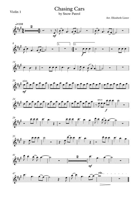 Chasing Cars Arr Elizabeth Lister By Snow Patrol Sheet Music For