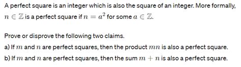A perfect square is an integer which is also the | Chegg.com