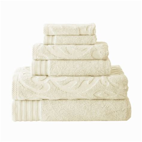 Oya Piece Soft Egyptian Cotton Towel Set Solid Medallion Pattern