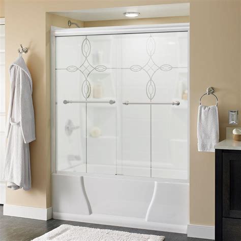 Delta Mandara 60 In X 56 1 2 In Semi Frameless Sliding Bathtub Door