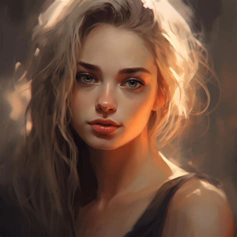 Premium Photo Painting Of A Woman With Long Blonde Hair And Blue Eyes