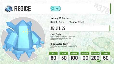 #0378 Regice - Pokecharms PokéDex