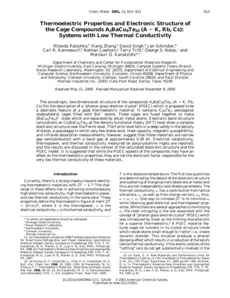 Thermoelectric Properties And Electronic Structure Of The Cage