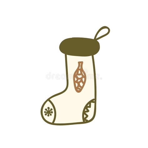 Christmas Sock Merry Xmas Holiday Hand Drawn Doodle Sock With Tree