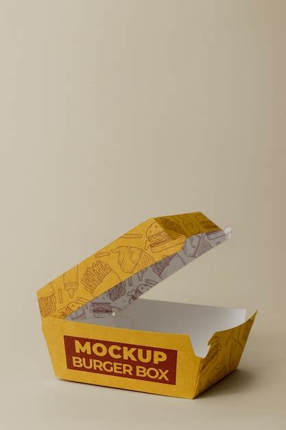 Premium Psd Cardboard Burger Box Packaging Mock Up Design