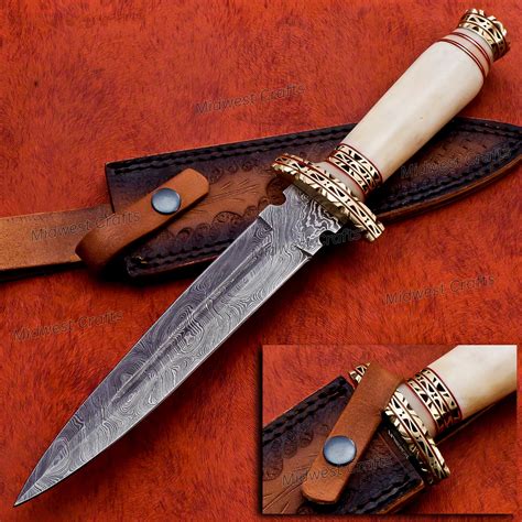 Hand Forged Damascus Hunting Knife With Sheath Personalized Fixed