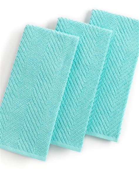 Martha Stewart Collection Kitchen Towels Set Of 3 Textured Terry Aqua