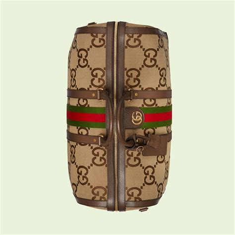 Jumbo GG Large Duffle Bag In Camel And Ebony GG Canvas GUCCI US