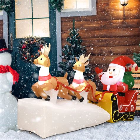 Buy Tangkula 8 Ft Christmas Inflatable Santa Claus On Sleigh With 2