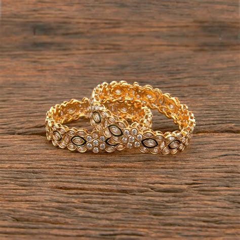 Brass Copper American Diamond Antique Meenakari Bangles With Gold