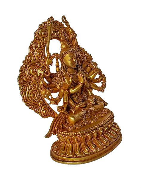 Buddhist Handmade Statue Of Chundi Full Gold Plated Cundi Chandi