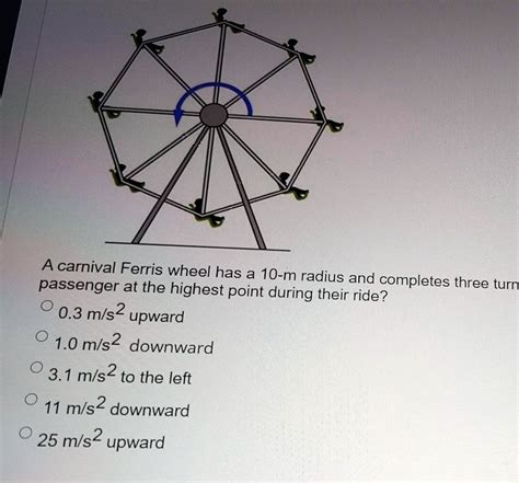 Solved A Carnival Ferris Wheel Has A M Radius And Completes Three