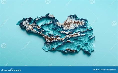 D Illustration Of Topographic Relief Madinah Map With Hypsometric