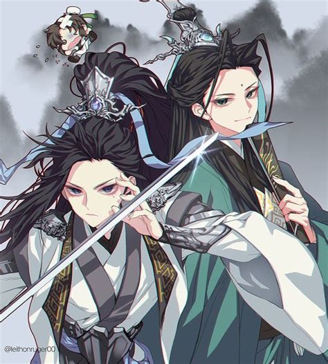 Two Anime Characters With Swords In Their Hands