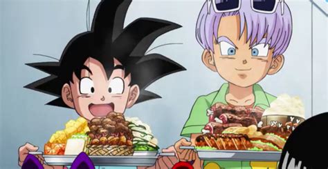 Trunks And Goten Offering Food To The Pilaf Gang At Bulmas Party