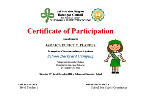 Certificate Girl Scouts Of The Philippines Pdf