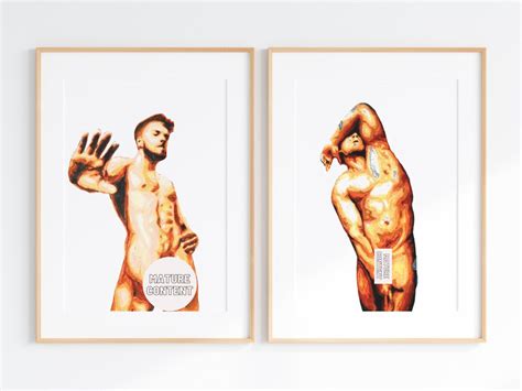 Set Of Watercolor Water Queer Artwork Print Nude Male Figure