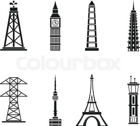 Turm Icon Set Stock Vektor Colourbox