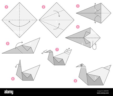 Tutoriel Origami Pour Les Enfants Origami Mignon Swan Image Vectorielle Stock Alamy