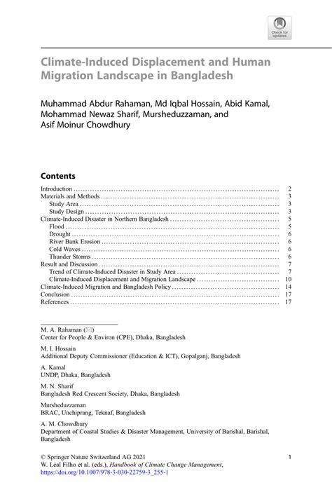 Pdf Climate Induced Displacement And Human Migration Landscape In