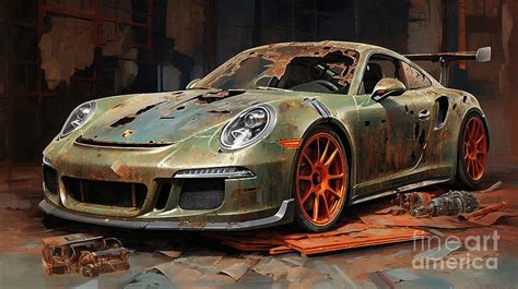 Car 1691 Porsche 911 Gt3 Rs Supercar Drawing By Clark Leffler Fine