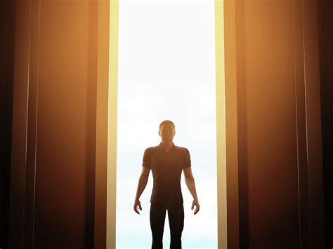 Man Standing In Front Of Mysterious Open Door Digital Art By Oliver