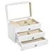 Amazon SONGMICS Jewelry Box 3 Tier Wooden Jewelry Case Jewelry