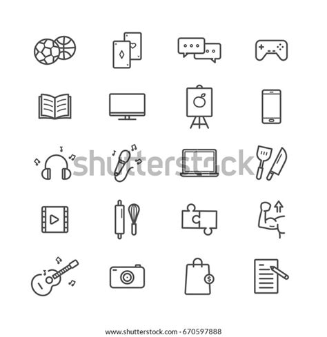 Hobbies Icon Set On White Background Stock Vector (Royalty Free ...