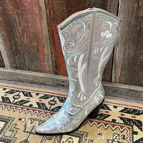 Helens Heart Shoes Helens Heart Cowgirl Silver Sequin Sparkle Cowboy Boots Nashville Poshmark