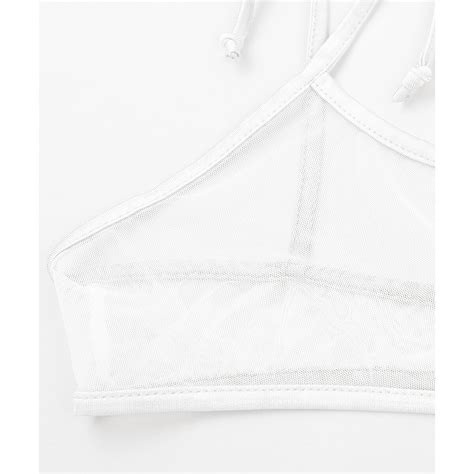 US Sexy Women See Through Mesh Bikini Set Micro Bra Top Brazilian Thong