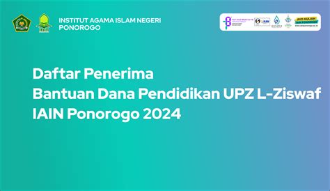 Daftar Penerima Bantuan Dana Pendidikan UPZ L Ziswaf IAIN Ponorogo 2024