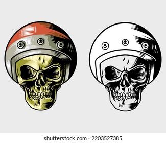 Unique Adorable Motorcycle Helmet Skull Stock Vector (Royalty Free ...