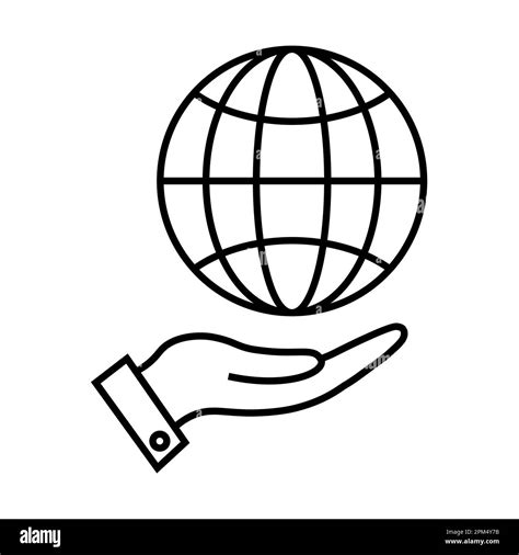 Globe In Hand Line Icon In Flat Style Stock Vector Image And Art Alamy