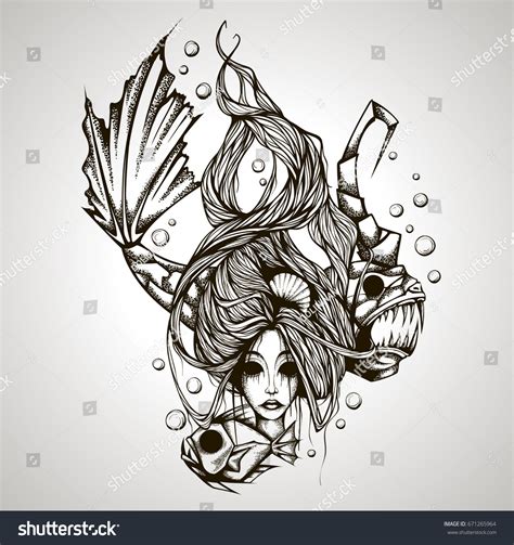 Vector Illustration Zodiac Sign Pisces Girl Stock Vector (Royalty Free ...