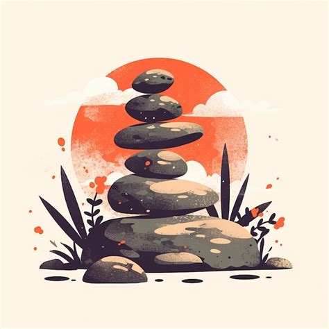 Premium Vector | Japanese garden patterns with rocks and sand