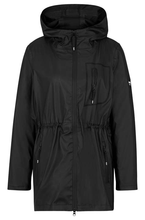 Boss Equestrian Hooded Rain Jacket With Silicone Logo Patch Black
