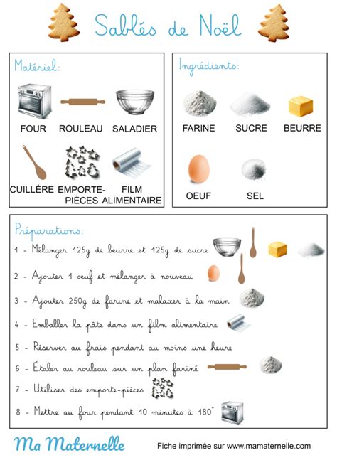 Recette sablés de Noël Ma Maternelle