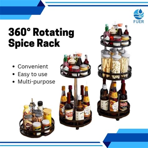 Tier Rotating Spice Rack Rotatable Steel Kitchen Seasoning