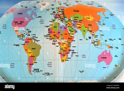 Colorful World Map With All Continents Africa Europe Asia North