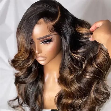 Highlight Wig Density Brazilian Human Hair Full Lace Front