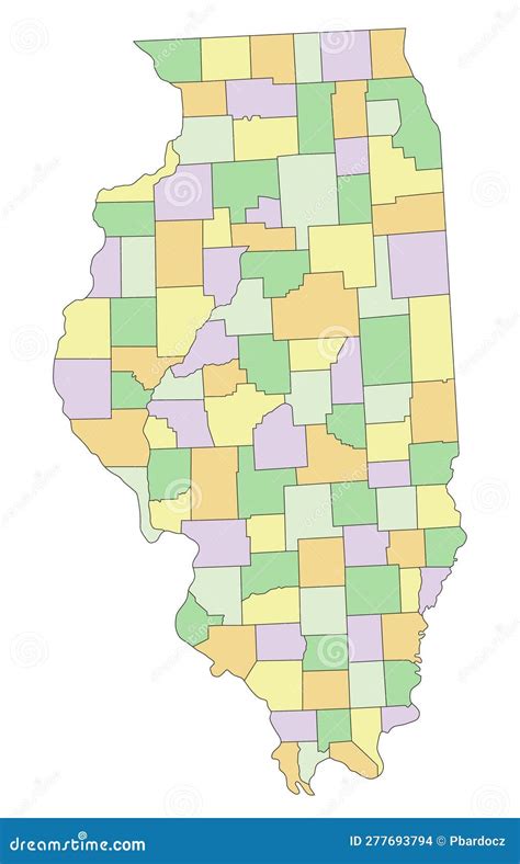 Illinois Map Political Map Of Illinois With Boundaries Vector