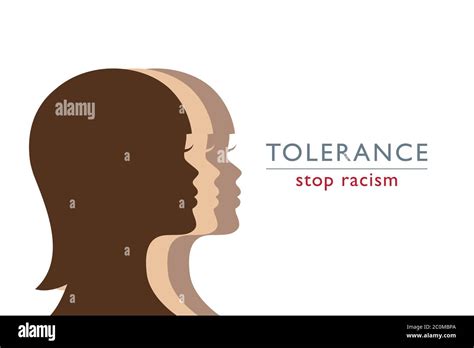 Stop Racism Tolerance Concept Persons With Different Skin Colors Vector