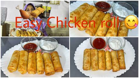 With 4 Ingredients Make Easy Chicken Spring Roll With Homemade Sheets Chicken Roll Recipe For