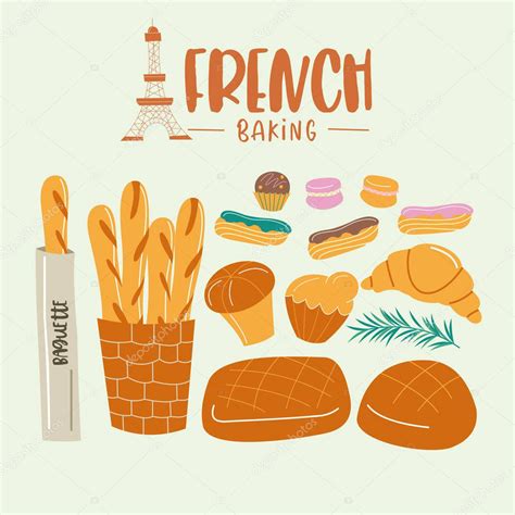 Pan Franc S Ilustraci N Vectorial Baguettes En Una Cesta Pasteles