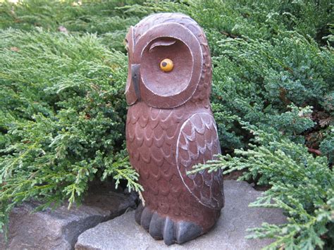 Owl Garden Statue Concrete Cement Owls Door Stop Concrete Etsy