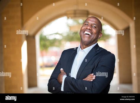 Mature African American Casually Dressed Businessman Smiling Stock Photo Alamy